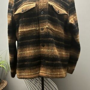 All Saints Men's Brown and Black Striped Jacket